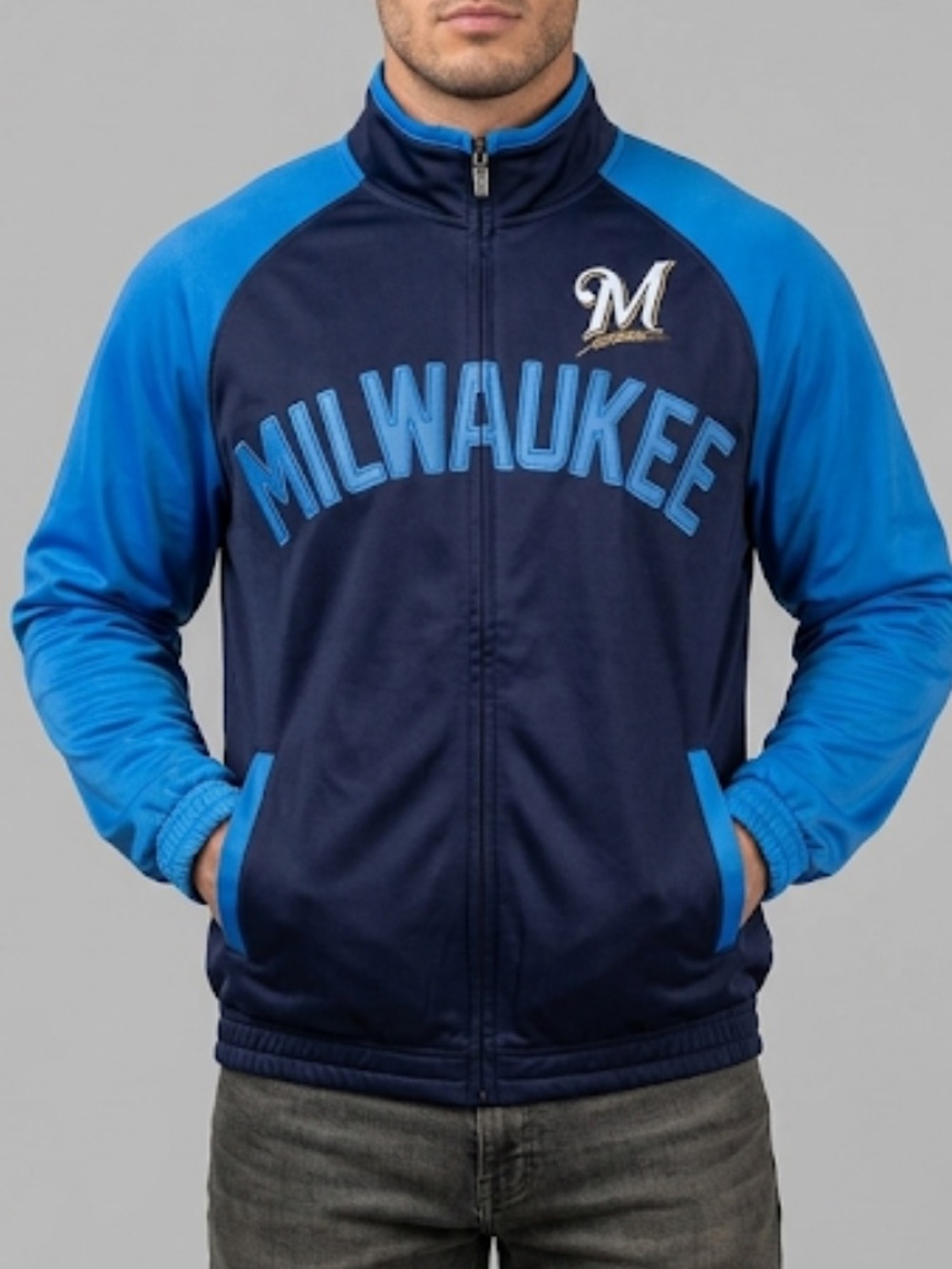 Milwaukee Brewers MLB Multi colored Blue Men's Track Jacket